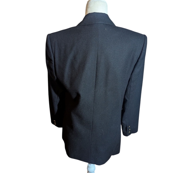 Giorgio Sant' Angelo Vtg 80s 100% Wool Tailored Classic Black Blazer Sz 6 - Picture 3 of 10